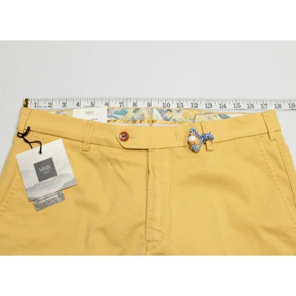 Meyer MMX NWT Slim Casual Shorts Size ~ 35 US B-Pegasus In Yellow Cotton Blend Shorts